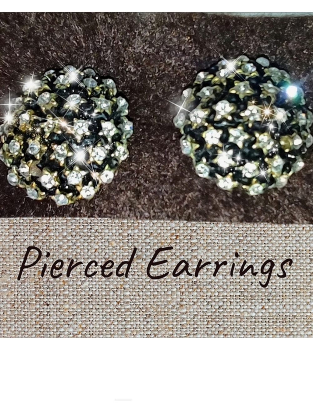 White Crystal Stars on Round Dome-shaped Pierced Post Earrings
